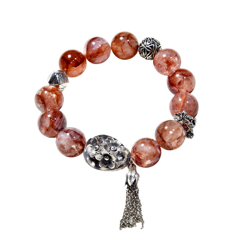 Spring Bloom · Red Floral Phantom Quartz Bracelet