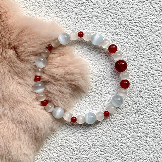Lychee Glaze · Red Agate & Moonlight Beads