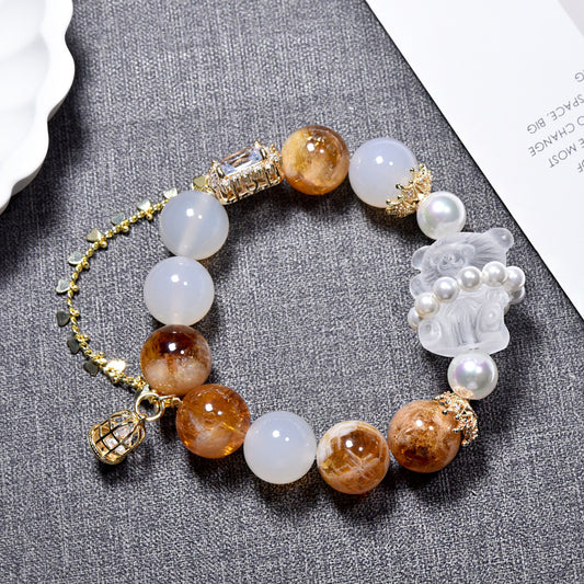골든 허그 · 시트린 & 화이트 아게이트 행운 팔찌