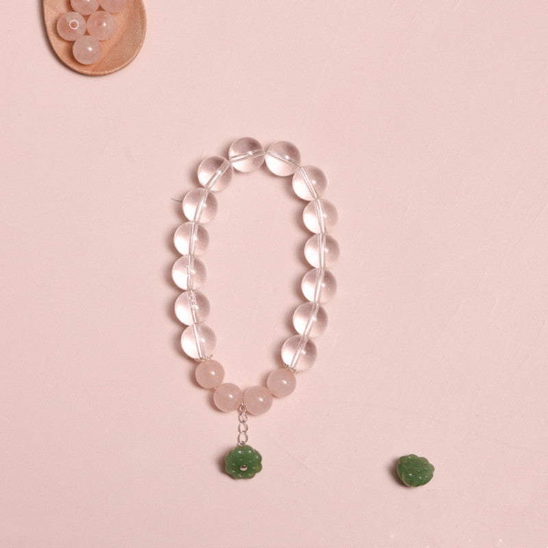 Blossom Heart · Pulsera de Cuarzo Claro y Cuarzo Rosa