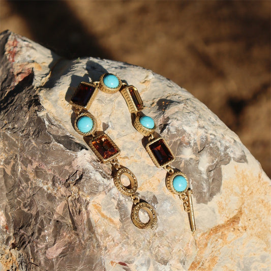Desert Bloom · Vintage Turquoise & Amber Crystal Jewelry Set