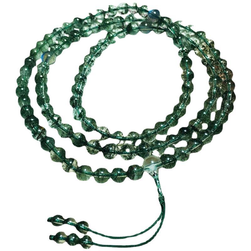 Forest Veil · Green Phantom Quartz Mala (108 Beads)
