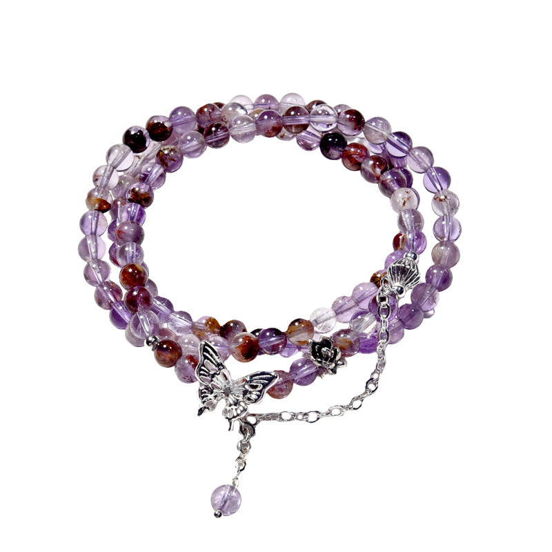 Whispering Vines · Amethyst & Phantom Quartz Wrap Bracelet
