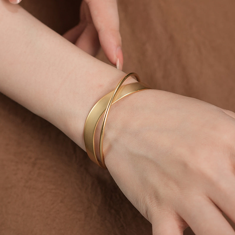 Golden Fold · Minimalist Layered Cuff Bracelet