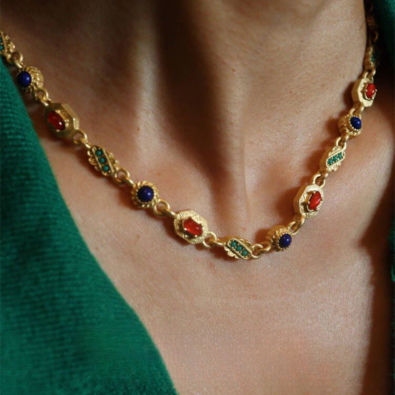 Medieval Jewel · Vintage Resin Gem Necklace & Bracelet Set