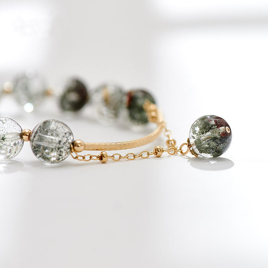 Golden Grove · Green Phantom Quartz Bracelet with 14K Gold-Filled Accents
