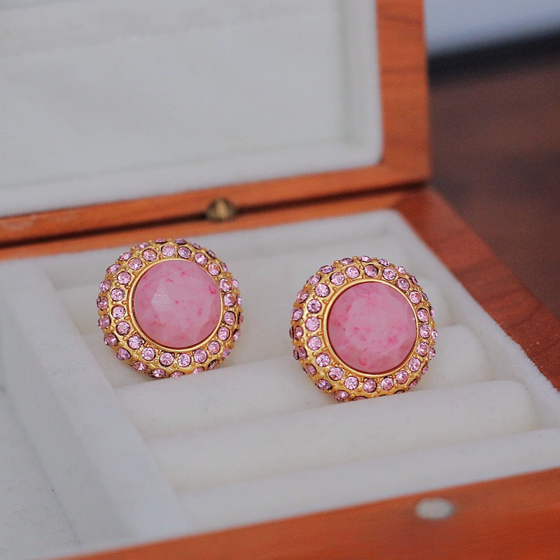 Rosette Glow · Vintage Halskette & Ohrstecker-Set im 90er-Jahre-Stil mit Edelstein