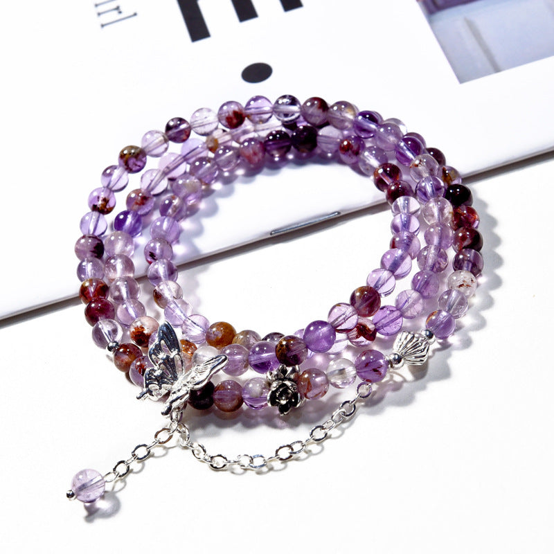 Whispering Vines · Amethyst & Phantom Quartz Wrap Bracelet