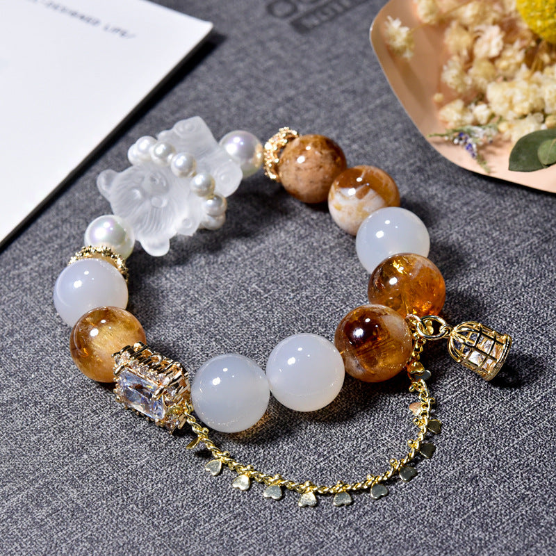 Golden Hug · Citrine & White Agate Fortune Bracelet