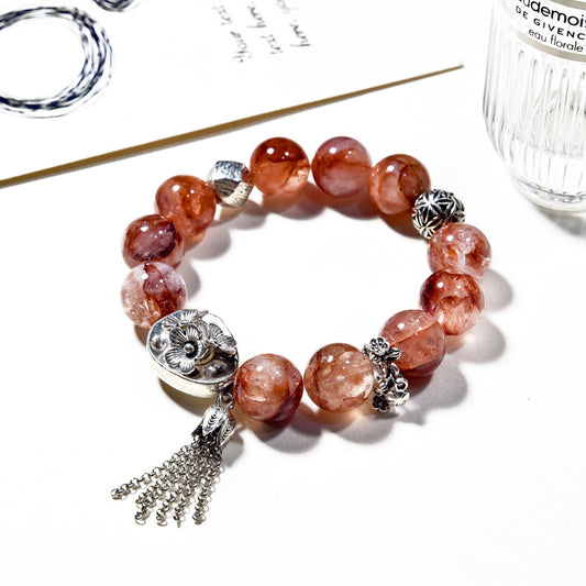 Spring Bloom · Red Floral Phantom Quartz Bracelet