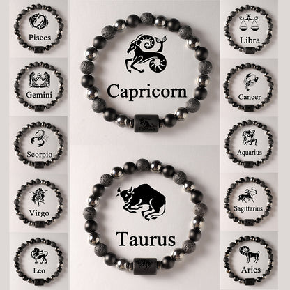 Zodiac Obsidian Bracelet · 12 Signs Protection Jewelry