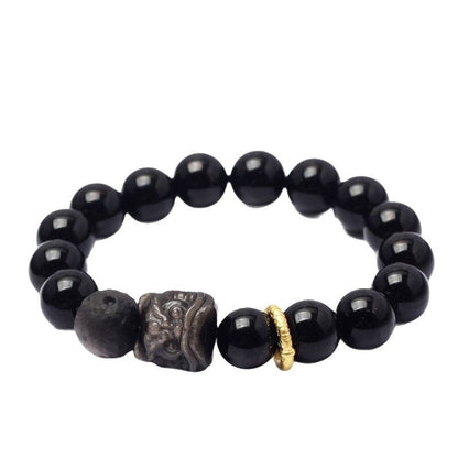 Black Obsidian Guardian Lion Bracelet · Protection & Strength