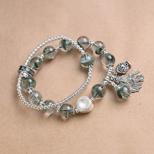 Verdant Echo · Green Phantom Silver Bracelet