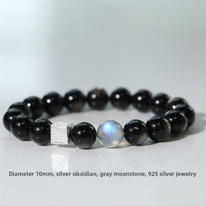 Shadow & Light · Obsidian & Moonstone Couple Bracelet Set