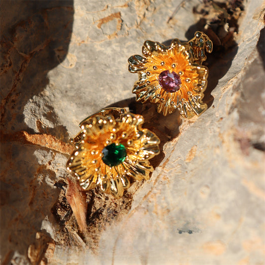 Anillo Solar Petal · Flor Escultórica Vintage de Gran Tamaño