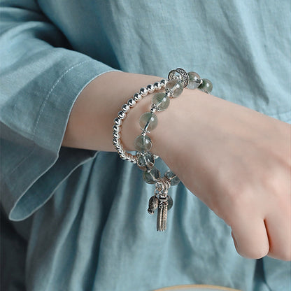 Verdant Echo · Pulsera Plateada Fantasma Verde