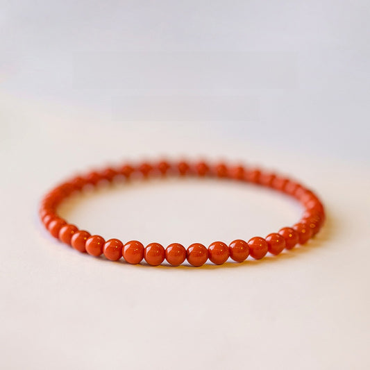 Red Vitality · Deep Red Agate Minimal Bead Bracelet (4mm)