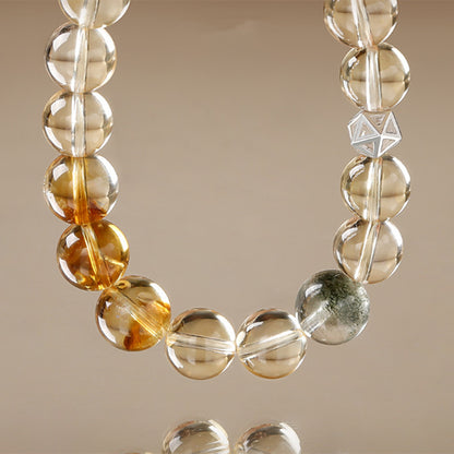 Golden Clarity · Yellow Citrine & Green Phantom Quartz Bracelet