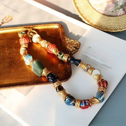 Archive Earth · Vintage Ceramic & Natural Stone Chunky Necklace