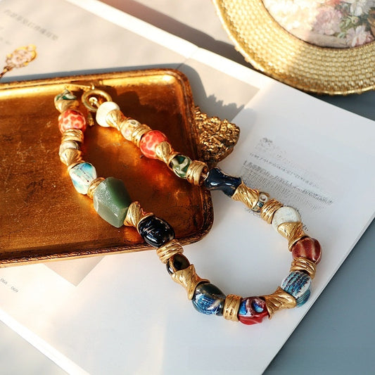 Archive Earth · Vintage Keramik- & Naturstein Chunky Halskette