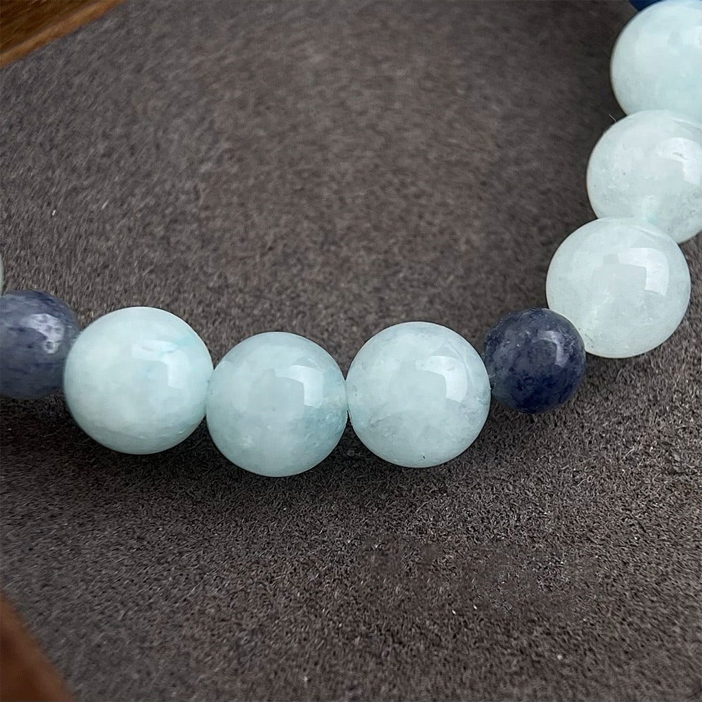 Moonlit Peaks · Aquamarine & Sodalite Bracelet
