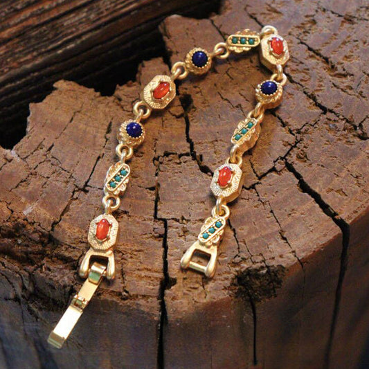 Mittelalterliches Juwel · Vintage-Harz-Edelstein Halsketten- & Armband-Set