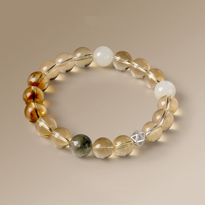 Golden Clarity · Yellow Citrine & Green Phantom Quartz Bracelet