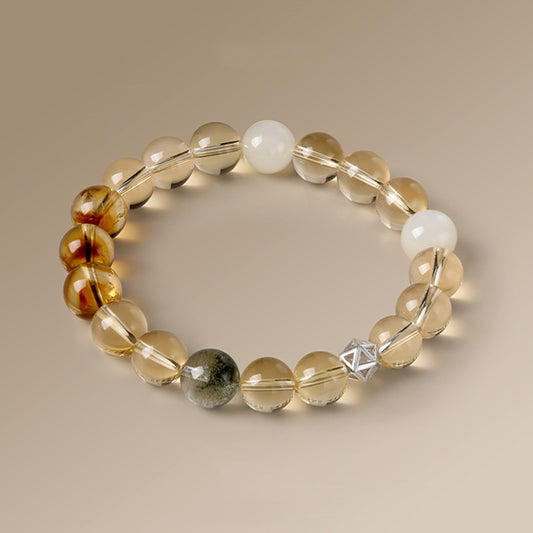 Golden Clarity · Yellow Citrine & Green Phantom Quartz Bracelet