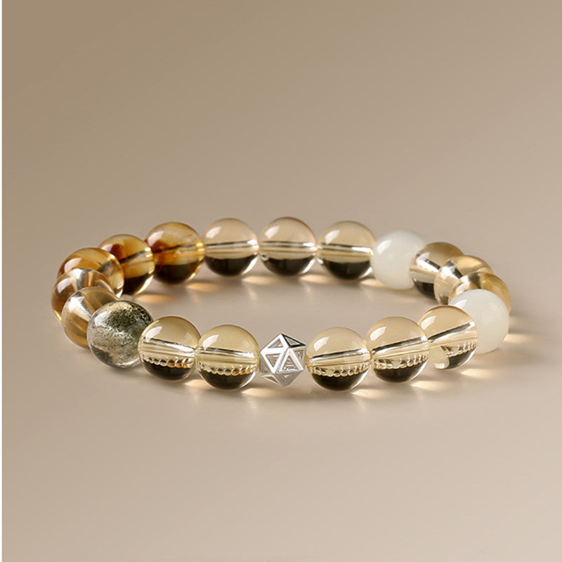 Golden Clarity · Yellow Citrine & Green Phantom Quartz Bracelet