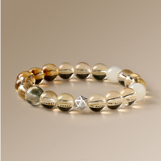 Golden Clarity · Yellow Citrine & Green Phantom Quartz Bracelet