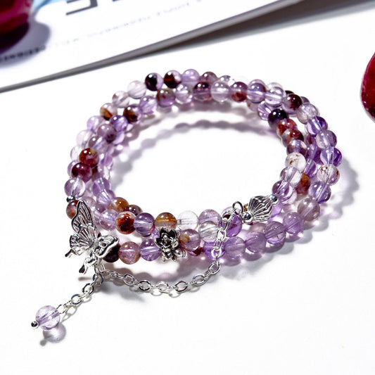Whispering Vines · Amethyst & Phantom Quartz Wrap Bracelet