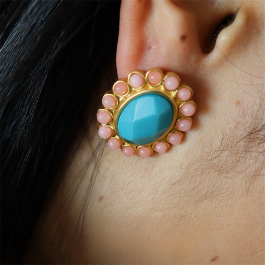 Candy Bloom · Conjunto de Joyas Vintage Turquesa y Coral