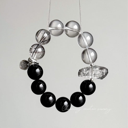 Shadow Clarity · Black Rutilated Quartz & Tourmaline Bracelet