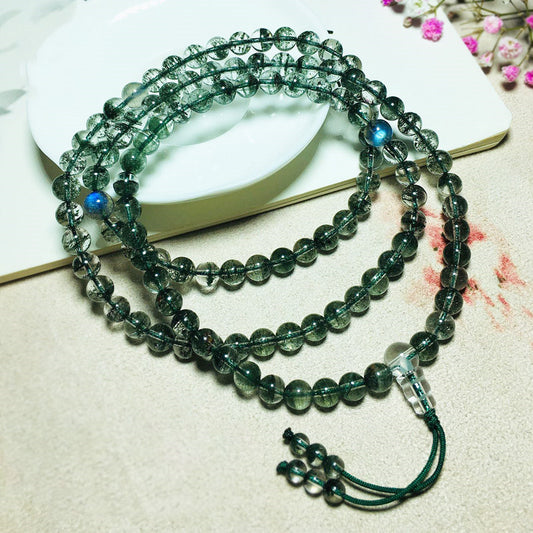 Forest Veil · Green Phantom Quartz Mala (108 Beads)