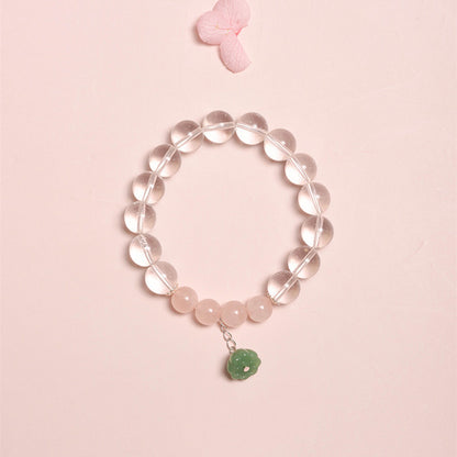 Blossom Heart · Pulsera de Cuarzo Claro y Cuarzo Rosa