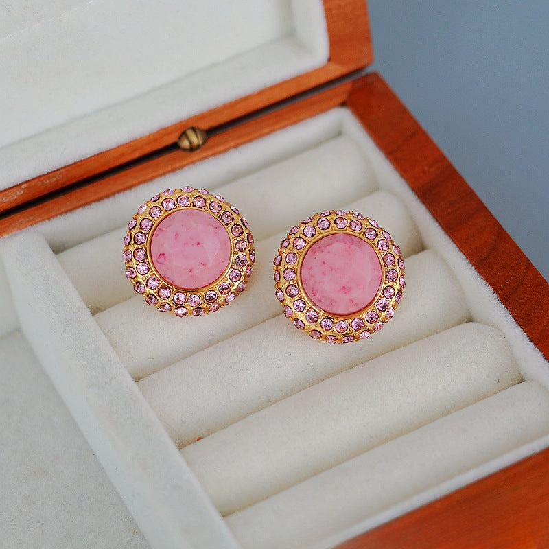 Rosette Glow · Vintage Halskette & Ohrstecker-Set im 90er-Jahre-Stil mit Edelstein