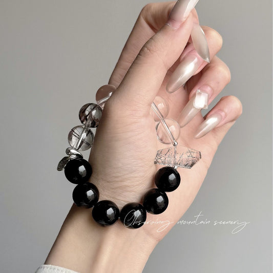 Shadow Clarity · Black Rutilated Quartz & Tourmaline Bracelet