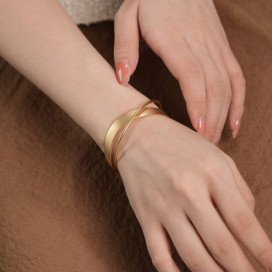 Golden Fold · Minimalist Layered Cuff Bracelet