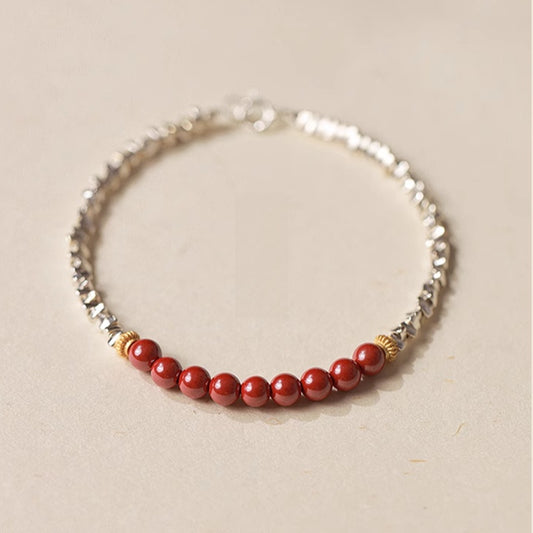 Red Harmony · Cinnabar & S925 Silver Vintage Bracelet