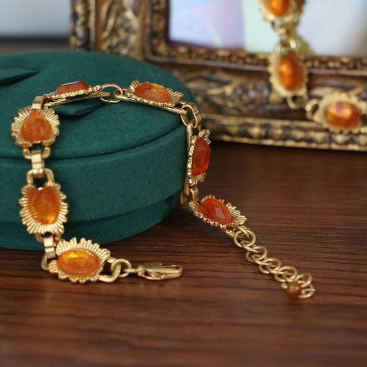 Amber Grace · Vintage-Revival Edelstein Halskette & Armband Set