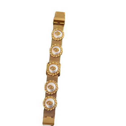 Golden Eye · Vintage Armband- und Ohrring-Set mit geflochtenem Rand