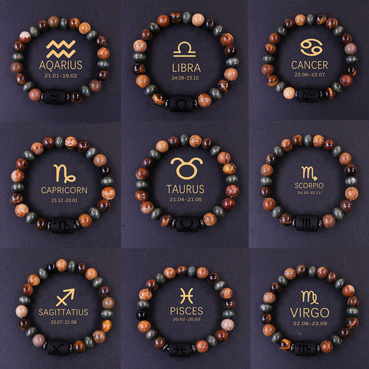 Kosmische Verbindung · 12 Tierkreis-Natursteinarmbänder