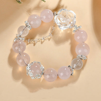 Blossom Whisper · Rose Quartz Peony Bracelet