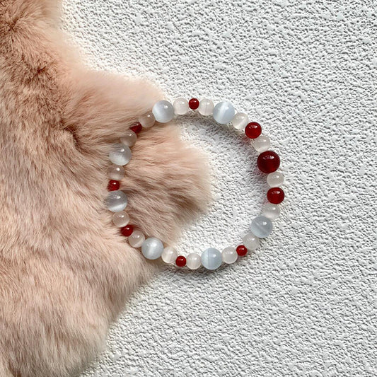 Lychee Glaze · Red Agate & Moonlight Beads
