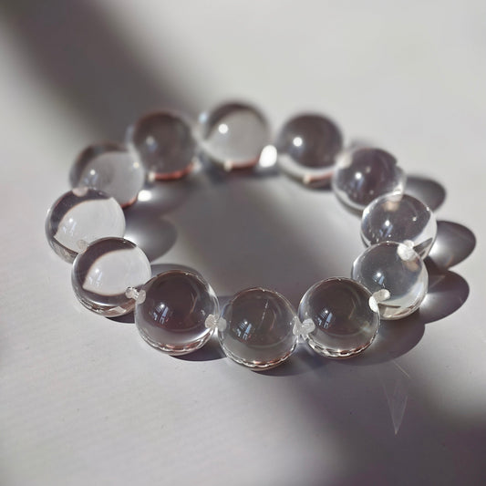 High-Grade Clear Quartz Bracelet with with Bull-Nose Threading Technique
