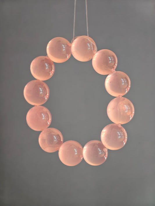 High-Grade Rose Quartz Bracelet with Bull-Nose Threading Technique