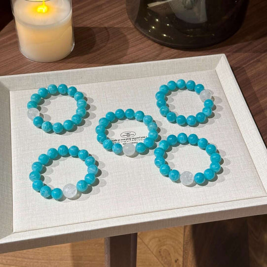 Glacier Whisper · Amazonite & White Azeztulite Bracelet