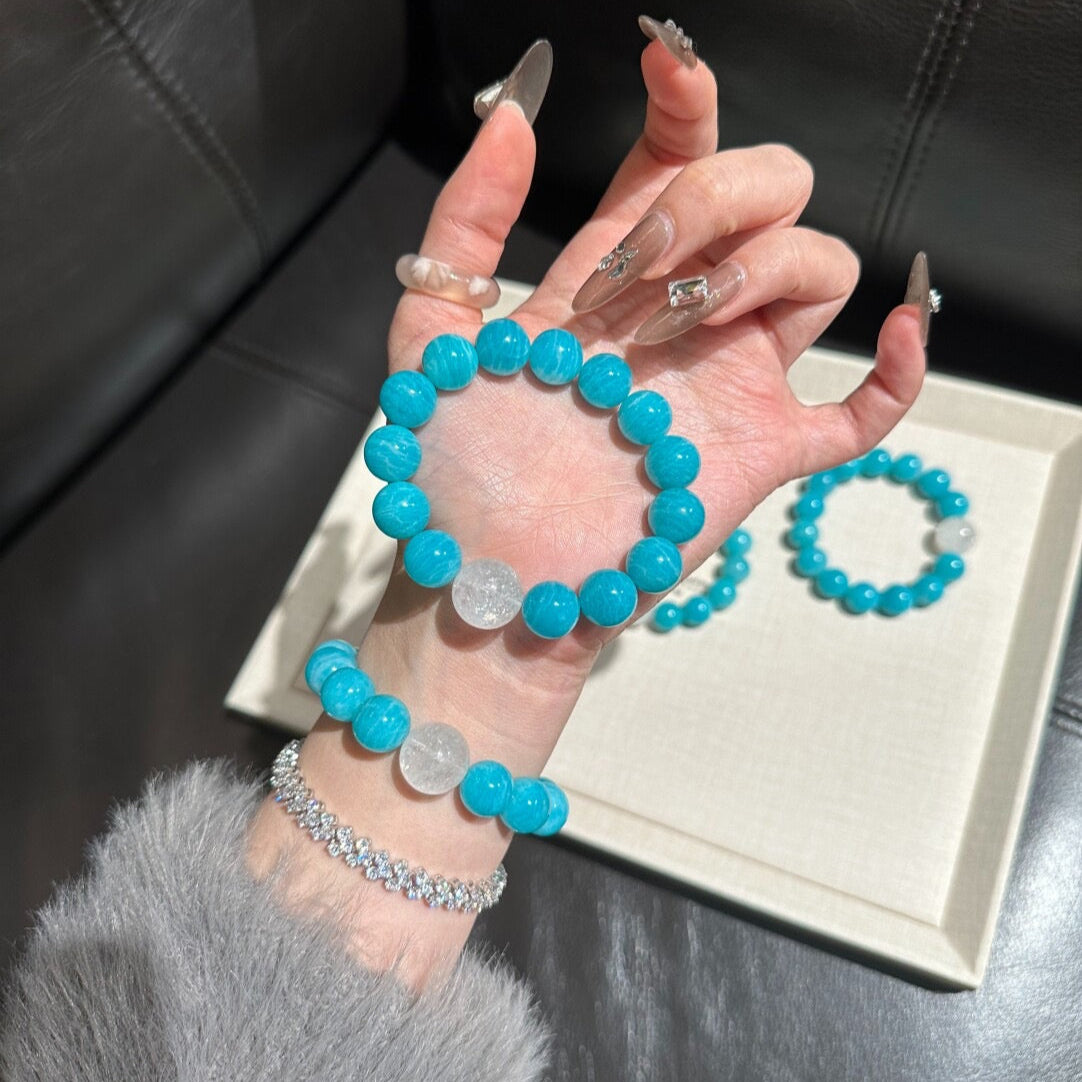 Glacier Whisper · Amazonite & White Azeztulite Bracelet