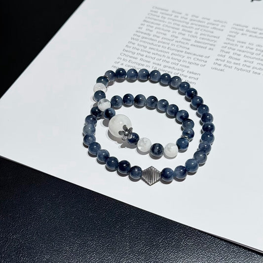 Snowdepth Whispers · Blue Rabbit Hair & Snow Phantom Crystal Bracelet