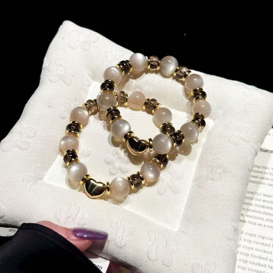 Cinnamon Latte · Moonstone & Smoky Quartz Bracelet